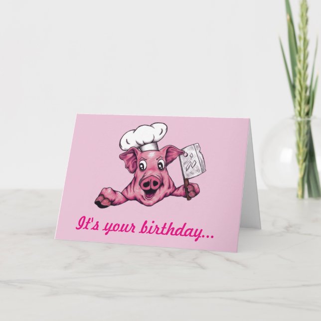 Piggy The Hamicidal Maniac Funny Pig Birthday Card (Front)