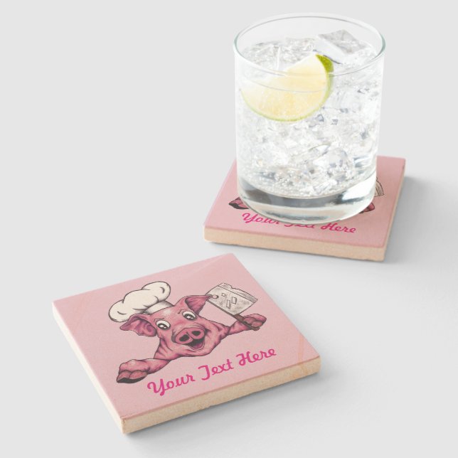 Piggy The Hamicidal Maniac Funny Pig Original Art Stone Coaster (Side)