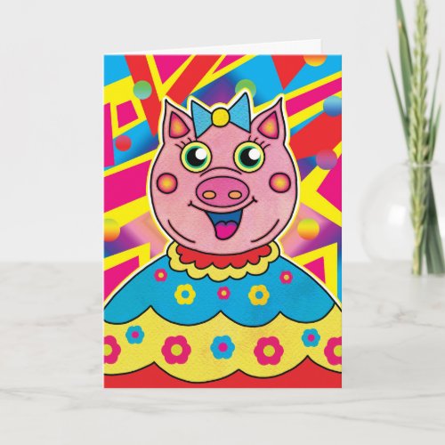Piggy Wig Birthday Card