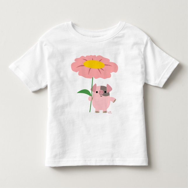 Piggy with a gift (pink) children T-shirt (Front)