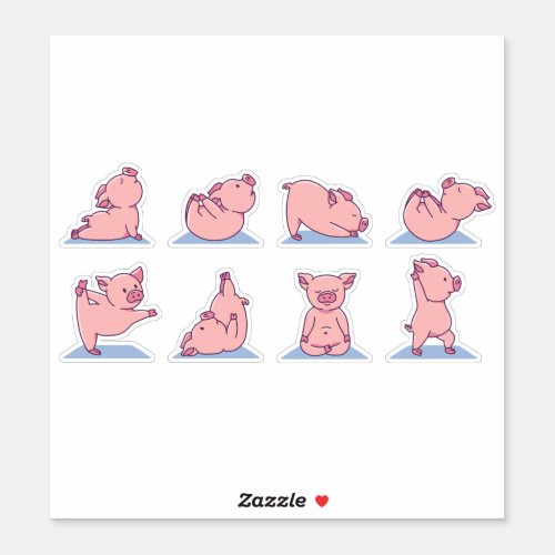 Piggy yoga character set sticker