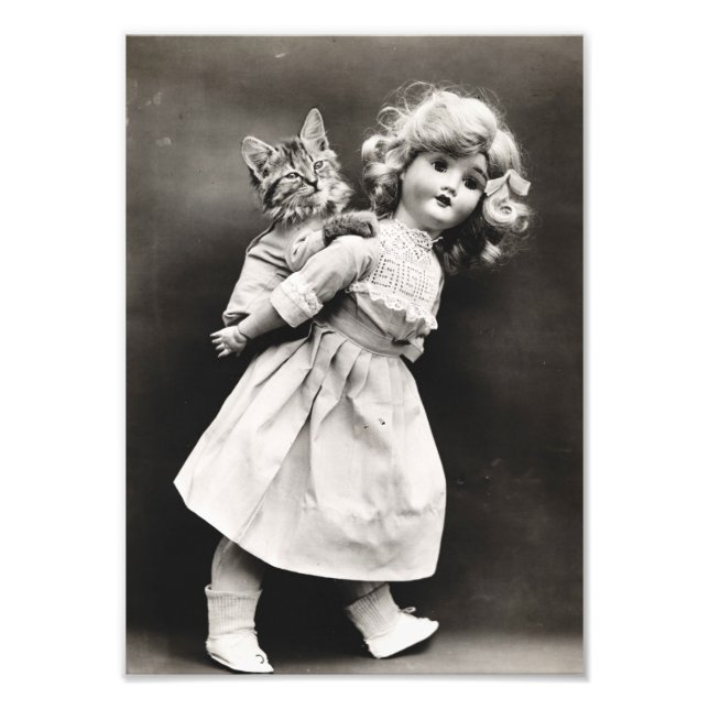 Piggybacking Cat & Doll Photo Print (Front)