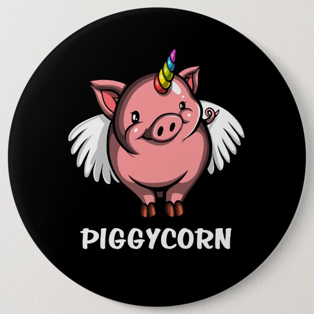 Piggycorn Pig Unicorn Magical Farm Animal Button (Front)