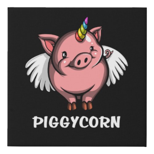 Piggycorn Pig Unicorn Magical Farm Animal Faux Canvas Print
