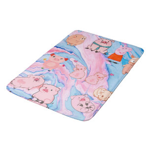 Piglet Abstract Pig Farm Animal Bath Mat