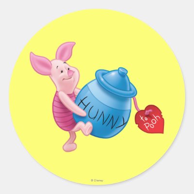 Piglet and Hunny Pot Classic Round Sticker