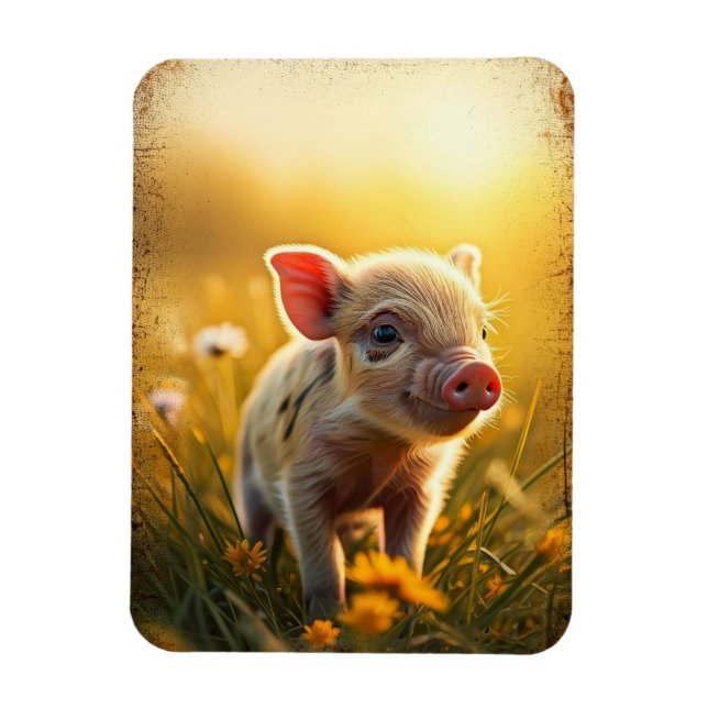 Piglet at sunset magnet (Vertical)