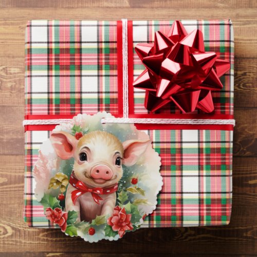 Piglet Baby Pig Gift Tag Christmas Tree Ornament Card