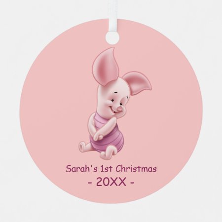 Piglet | Baby's First Christmas Add Your Name Metal Ornament