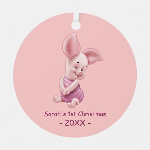 Piglet  Babys First Christmas Add Your Name Metal Ornament