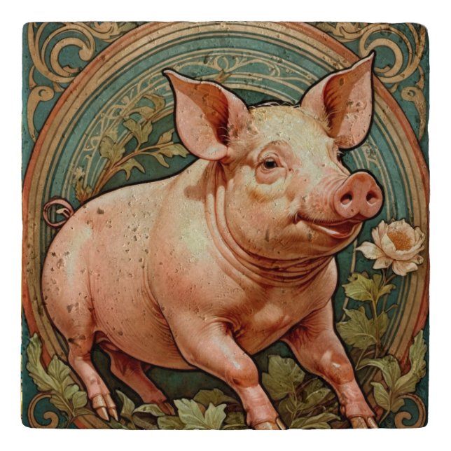 Piglet Decorative Ceramic Tile Trivet (Front)