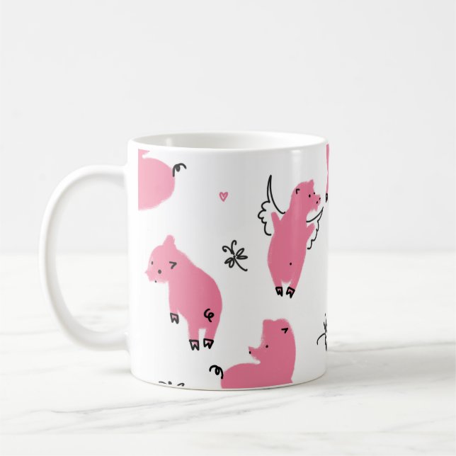 Piglet Fantasy: Whimsical Seamless Design. Coffee Mug (Left)