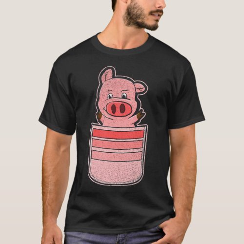 Piglet Farm Animal Lover Farmer Cute Pocket Pig T_Shirt