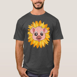 Piglet Farmer Farm Animal Lover Yellow Sunflower C T-Shirt