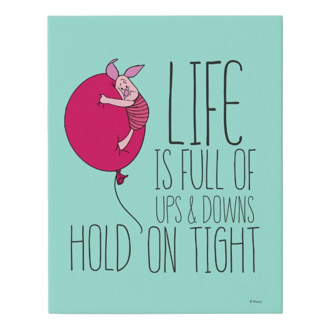 Piglet | Life is Full of Ups & Downs Faux Canvas Print (Front)