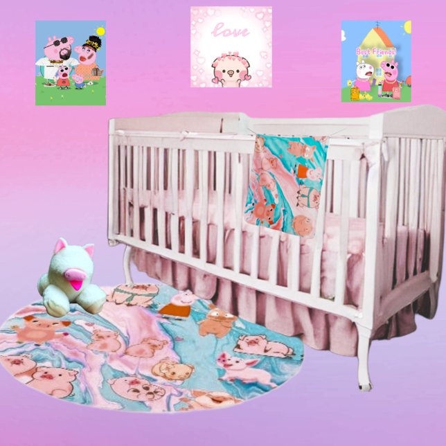Piglet Pig Farm Animal Rug (Matching baby blanket also available in store.)