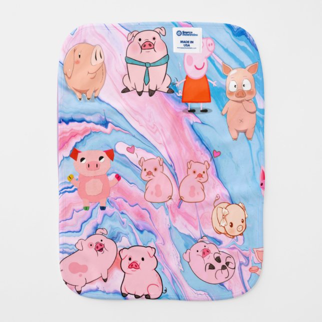 Piglet Pig Fun  Baby Burp Cloth (Back)