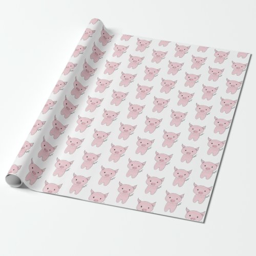 Piglet piggie with curly tail wrapping paper