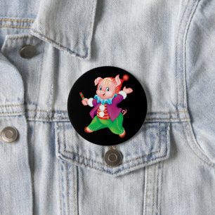 piglet pink cheerful button