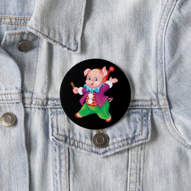 piglet pink cheerful button (In Situ)