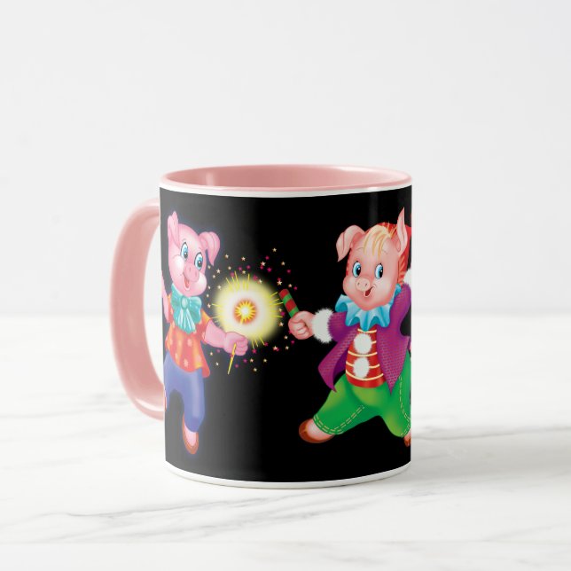 piglet pink cheerful mug (Front Left)