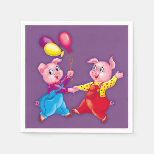 piglet pink cheerful napkins