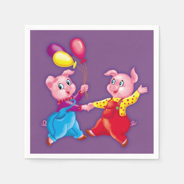 piglet pink cheerful napkins (Front)