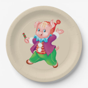 piglet pink cheerful paper plates