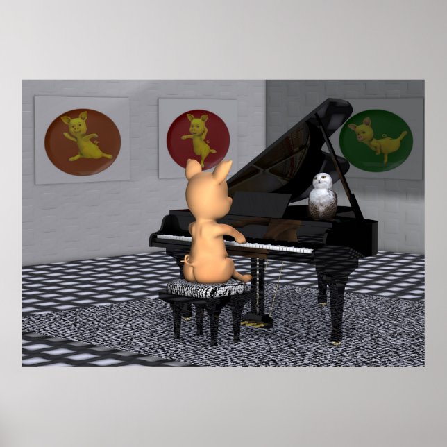 Piglet Playing Piano Poster (Front)