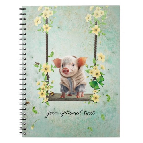 Piglet Swinging Flower Vine Notebook