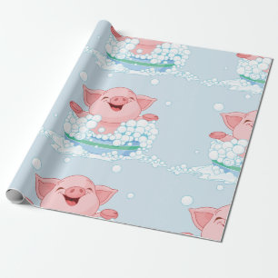 Piglet Taking A Bath Wrapping Paper