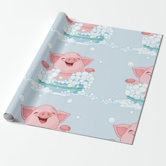 Piglet Taking A Bath Wrapping Paper (Unrolled)
