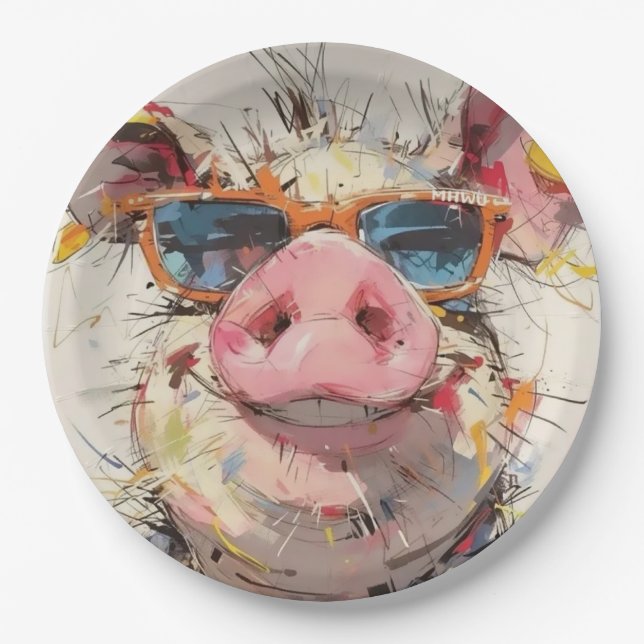 Piglet Throw Pillow Paper Plates (Front)