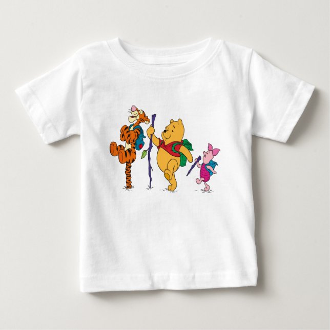 Piglet, Tigger, and Winnie the Pooh Hiking Baby T-Shirt (Front)
