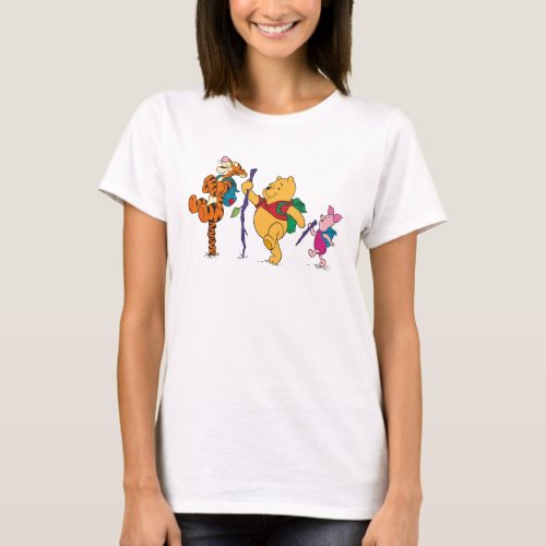 Piglet Tigger and Winnie the Pooh Hiking T_Shirt