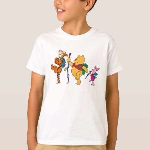 Piglet Tigger and Winnie the Pooh Hiking T_Shirt