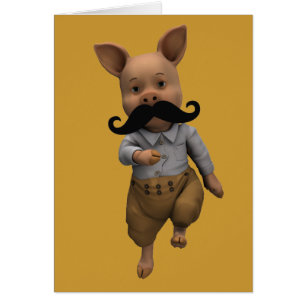 Piglet With Mustache Cards