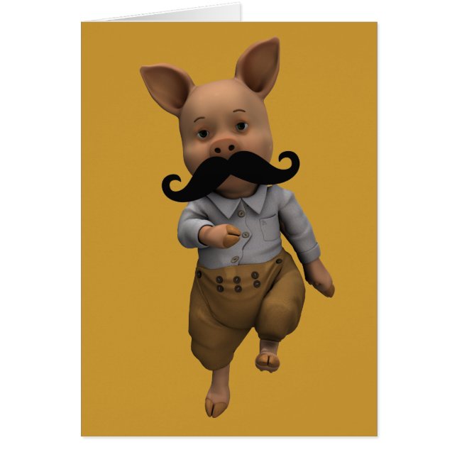 Piglet With Mustache Cards (Front)