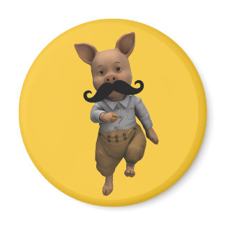 Piglet With Mustache Magnet