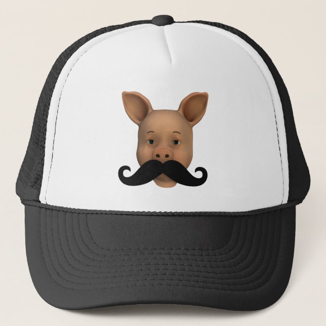 Piglet With Mustache Trucker Hat (Front)