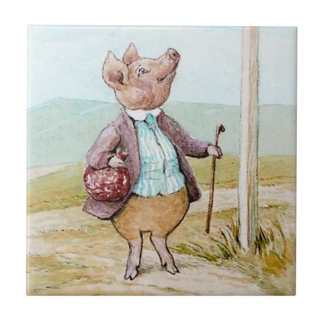 Pigling Bland Going to Market by Beatrix Potter Ceramic Tile (Front)
