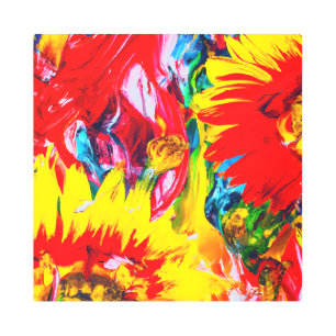 Pigmented Flowers Sunflower Yellow Red Orange 2024 Metal Print