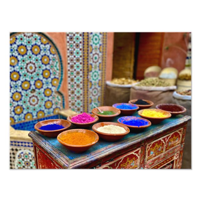Pigments for Sale in the Medina - Marrakech Photo Print (Front)