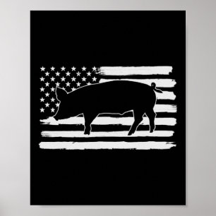 Pigs 4th Of July Usa Flag Us America Poster