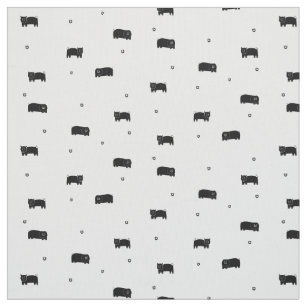 Pigs and Apples Pattern Fabric