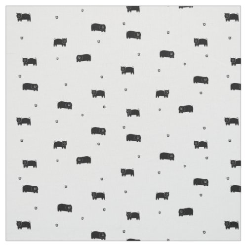Pigs and Apples Pattern Fabric