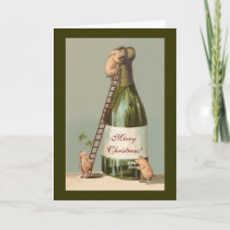 Pigs and Champagne; Funny Vintage Christmas Holiday Card