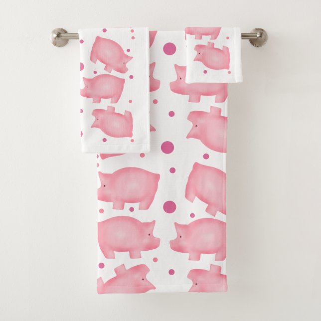 Pigs And Polka Dots Towel Set (Insitu)