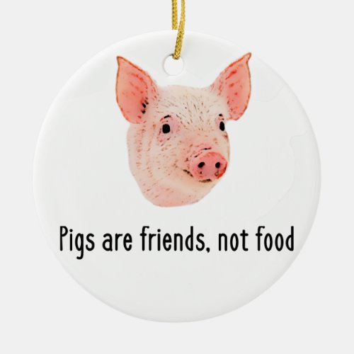 Pigs are friends not food design ceramic ornament