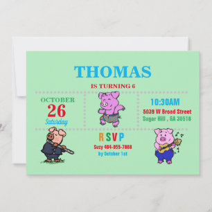 Pigs Cartoon Invitation